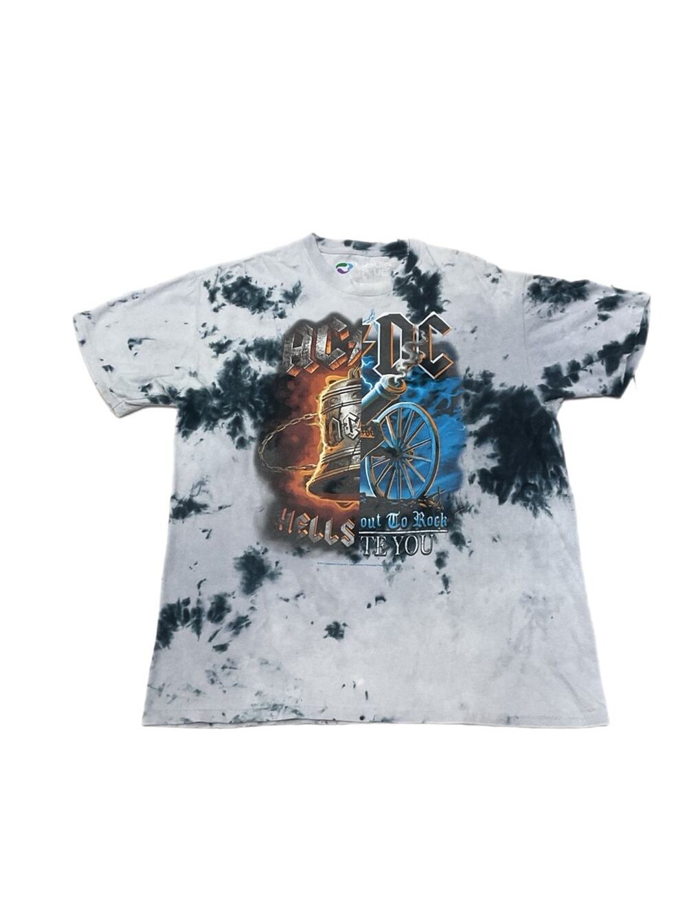 2017 AC/DC Hells Bells Liquid Blue Tie Dye Graphic T-Shirt
